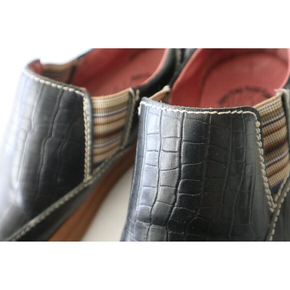 Rare John Fluvog Mett Black Croc-Embossed Leather Slip-On Sneakers Luxe Sole main image 8
